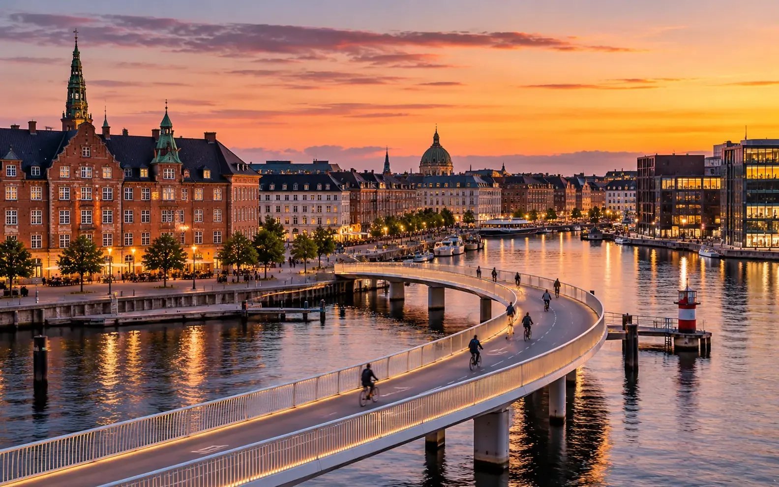 Fotografía nocturna de Copenhague