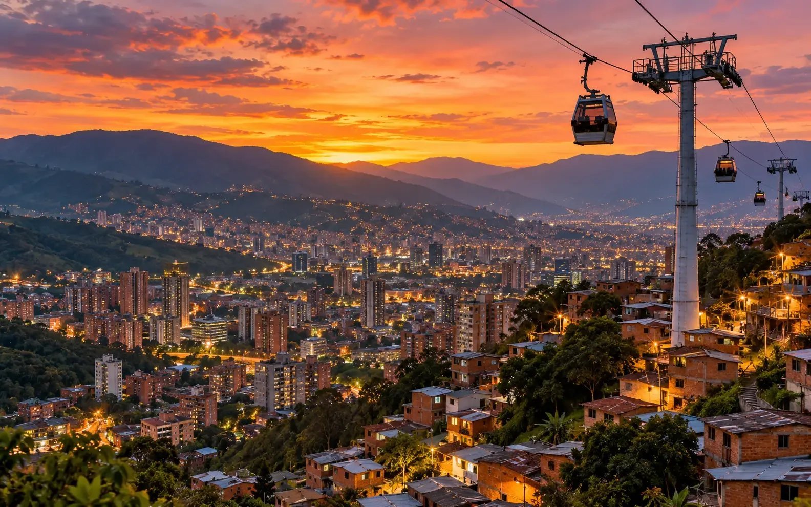 Fotografía nocturna de Medellín