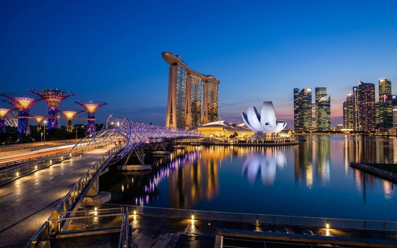 Fotografía nocturna de Singapur
